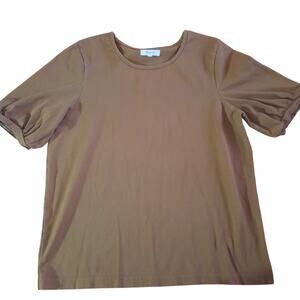 Madewell Womens Brown Crewneck Puff Sleeve Tee Size Medium